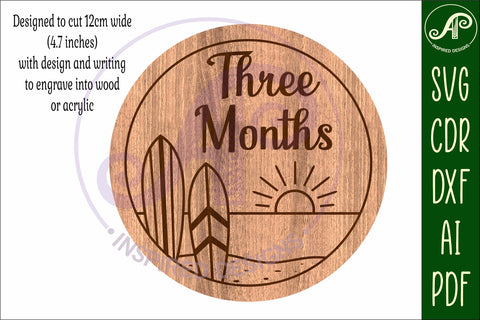 Beach, surfer themed Baby monthly milestone discs SVG SVG APInspireddesigns 