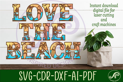 Beach theme alphabet set. 3layer 58 letters. SVG APInspireddesigns 