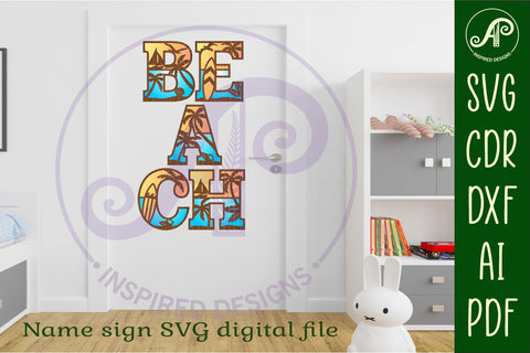 Beach theme alphabet set. 3layer 58 letters. SVG APInspireddesigns 