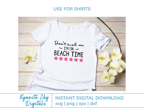 Beach Time SVG tropical vacation summer quote with flower border SVG Kyanite Sky Digitals 