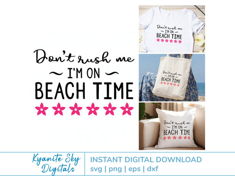 Beach Time SVG tropical vacation summer quote with flower border SVG Kyanite Sky Digitals 