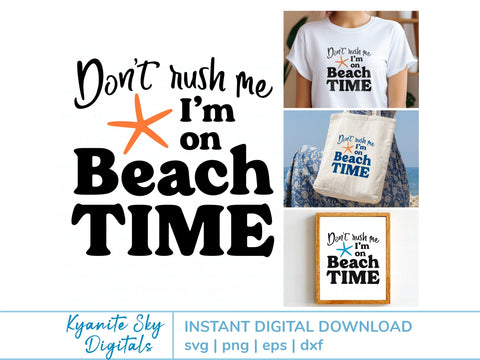 Beach Time SVG vacation quote with starfish sea star SVG Kyanite Sky Digitals 