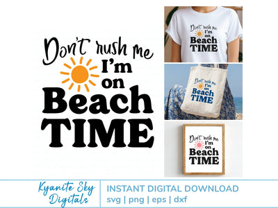 Beach Time SVG vacation quote with sun SVG Kyanite Sky Digitals 