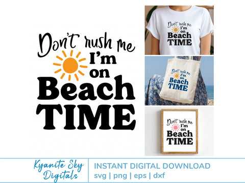 Beach Time SVG vacation quote with sun SVG Kyanite Sky Digitals 