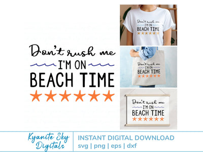 Beach Time SVG vacation quote with waves and starfish SVG Kyanite Sky Digitals 