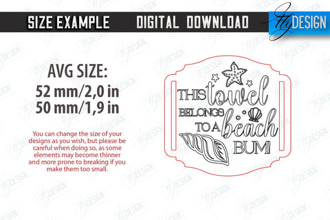 Beach Towel Tag Laser Cut Bundle | Summer Tag | Towel Wood Tag | CNC Files SVG Fly Design 