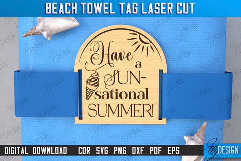 Beach Towel Tag Laser Cut Bundle | Summer Tag | Towel Wood Tag | CNC Files SVG Fly Design 