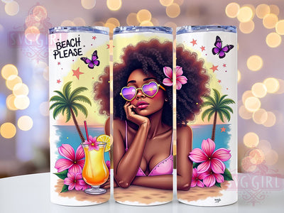 Beach Tumbler, Black Girl Summer, 20oz PNG, Tropical Design, Sublimation Art, Digital Download, Fun Drinkware Sublimation SvggirlplusArt 