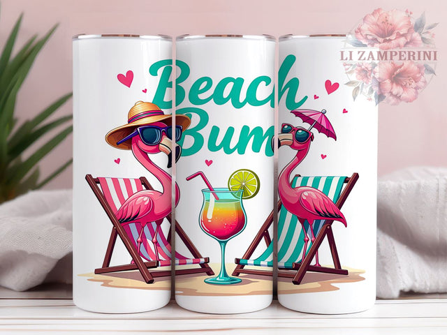 Beach Tumbler, Flamingo Drinkware, Summer Vibes, Vacation Mug, Tropical Sublimation, Fun Beach Gifts, Coastal Decor Sublimation Li Zamperini 