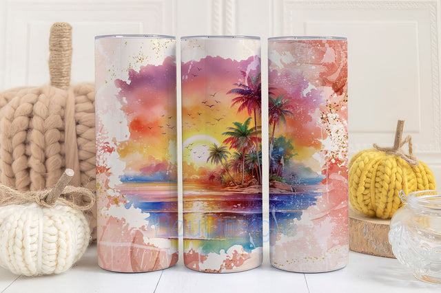 Beach Tumbler PNG, Beach Tumbler Wrap, Beach Sunset PNG, Seamless Design, Sublimation Tumbler Wrap, Digital Download Sublimation BouDesign 