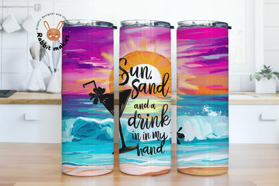 Beach Tumbler Sublimation Design, 20 oz Skinny Tumbler Wrap Sunset, Summer Sublimation Tumbler Design Sublimation Rabbitmakies 