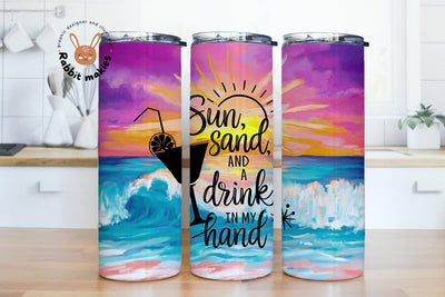 Beach Tumbler Sublimation Design, 20 oz Skinny Tumbler Wrap Sunset, Summer Sublimation Tumbler Design Sublimation Rabbitmakies 