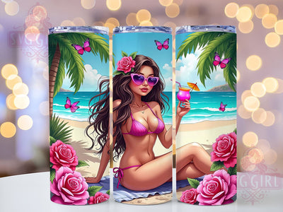 Beach Tumbler, Summer Design, 20oz PNG, Sublimation Art, Relaxation Quote, Fun Drinkware, Tropical Vibes Sublimation SvggirlplusArt 