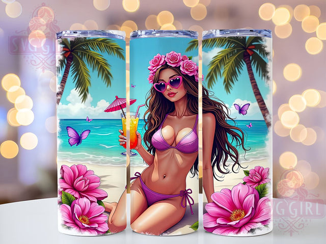 Beach Tumbler, Summer Design, 20oz PNG, Sublimation Art, Relaxation Quote, Fun Drinkware, Tropical Vibes Sublimation SvggirlplusArt 
