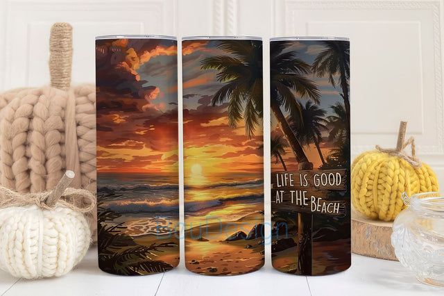 Beach Tumbler Wrap, 20 oz Skinny Tumbler, Sublimation Design, Digital Download PNG, Instant Digital Download Only, Sunset Tumbler Sublimation BouDesign 