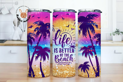 Beach Tumbler Wrap 20oz Sublimation Designs, Life is Better at the Beach, Summer Tumbler Sublimation Rabbitmakies 