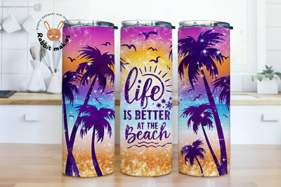 Beach Tumbler Wrap 20oz Sublimation Designs, Life is Better at the Beach, Summer Tumbler Sublimation Rabbitmakies 