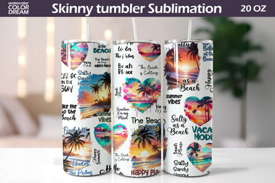 Beach Tumbler Wrap | Beach Quote Tumbler Sublimation Sublimation WatercolorColorDream 