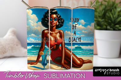 Beach Tumbler Wrap - Sarcastic Pin-up Girl Sublimation Sublimation OrangeBrushStudio 