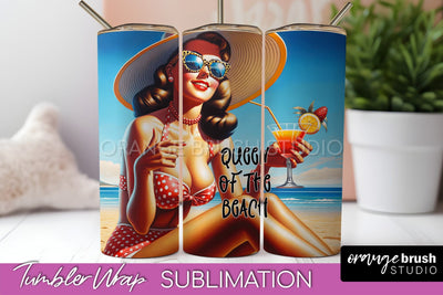 Beach Tumbler Wrap - Sarcastic Pin-up Girl Sublimation Sublimation OrangeBrushStudio 