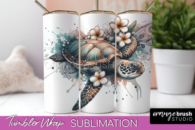 Beach Tumbler Wrap - Sea Animals Tumbler Sublimation Design Sublimation OrangeBrushStudio 