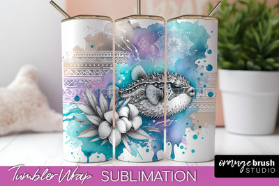 Beach Tumbler Wrap - Sea Animals Tumbler Sublimation Design Sublimation OrangeBrushStudio 