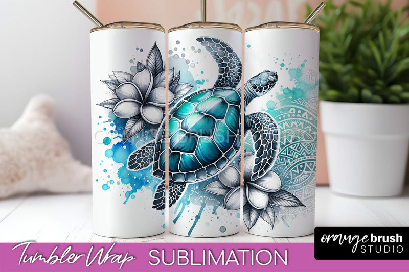 Beach Tumbler Wrap - Sea Animals Tumbler Sublimation Design Sublimation OrangeBrushStudio 