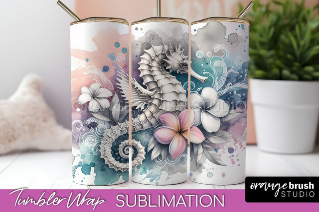 Beach Tumbler Wrap - Sea Animals Tumbler Sublimation Design Sublimation OrangeBrushStudio 