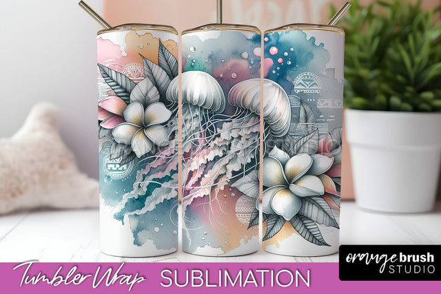Beach Tumbler Wrap - Sea Animals Tumbler Sublimation Design Sublimation OrangeBrushStudio 