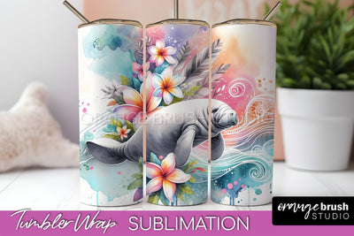 Beach Tumbler Wrap - Sea Animals Tumbler Sublimation Design Sublimation OrangeBrushStudio 