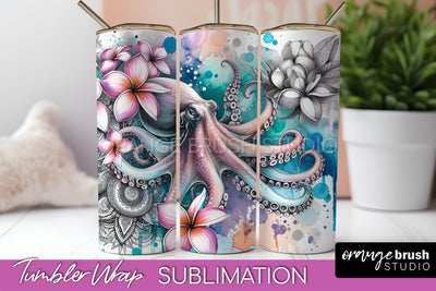 Beach Tumbler Wrap - Sea Animals Tumbler Sublimation Design Sublimation OrangeBrushStudio 