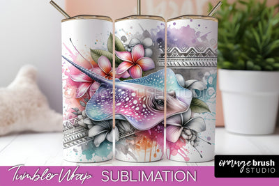 Beach Tumbler Wrap - Sea Animals Tumbler Sublimation Design Sublimation OrangeBrushStudio 