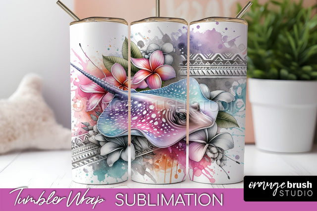 Beach Tumbler Wrap - Sea Animals Tumbler Sublimation Design Sublimation OrangeBrushStudio 