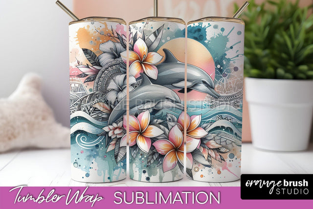 Beach Tumbler Wrap - Sea Animals Tumbler Sublimation Design Sublimation OrangeBrushStudio 