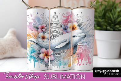 Beach Tumbler Wrap - Sea Animals Tumbler Sublimation Design Sublimation OrangeBrushStudio 