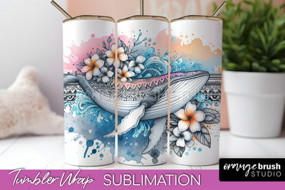 Beach Tumbler Wrap - Sea Animals Tumbler Sublimation Design Sublimation OrangeBrushStudio 