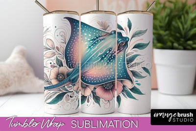 Beach Tumbler Wrap - Sea Animals Tumbler Sublimation Design Sublimation OrangeBrushStudio 