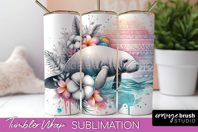 Beach Tumbler Wrap - Sea Animals Tumbler Sublimation Design Sublimation OrangeBrushStudio 
