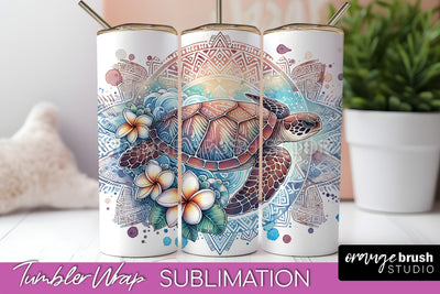 Beach Tumbler Wrap - Sea Animals Tumbler Sublimation Design Sublimation OrangeBrushStudio 