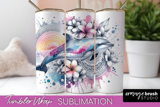 Beach Tumbler Wrap - Sea Animals Tumbler Sublimation Design Sublimation OrangeBrushStudio 