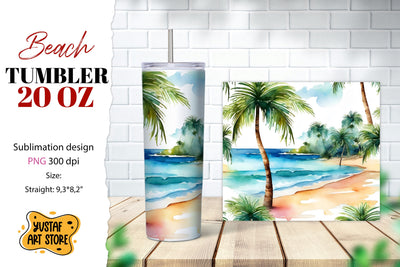 Beach tumbler wrap. Summer tumbler sublimation design Sublimation Yustaf Art Store 