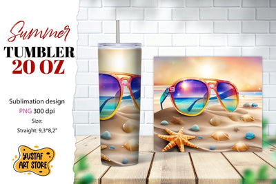 Beach tumbler wrap. Summer tumbler sublimation design Sublimation Yustaf Art Store 