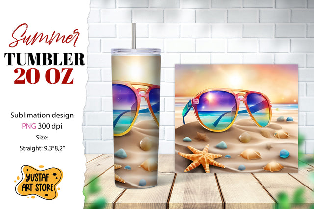 Beach tumbler wrap. Summer tumbler sublimation design Sublimation Yustaf Art Store 