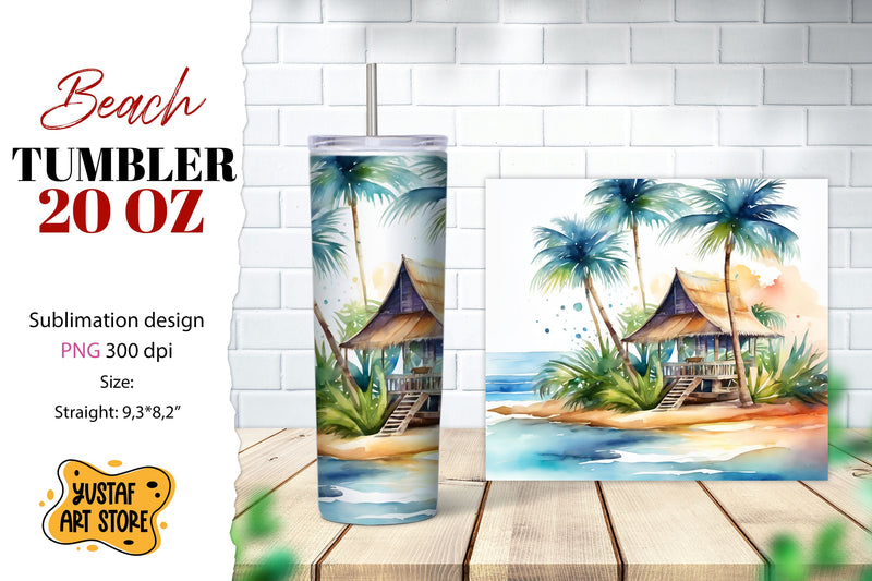Beach tumbler wrap. Summer tumbler sublimation design Sublimation Yustaf Art Store 