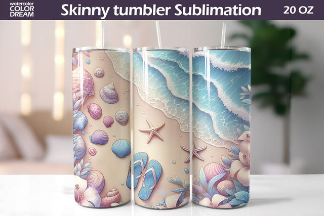 Beach Tumbler Wrap | Summer Tumbler Sublimation Sublimation WatercolorColorDream 