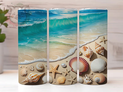 Beach Turquoise Tropical 20oz Tumbler, Turquoise Ocean, Sandy Shore, Peaceful Design, Tropical Vibes, 20oz Tumbler Wrap, Sublimation PNG Sublimation Lara' s Designs 