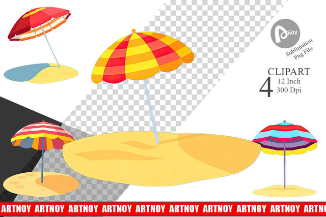 Beach Umbrella Clipart Sublimation artnoy 