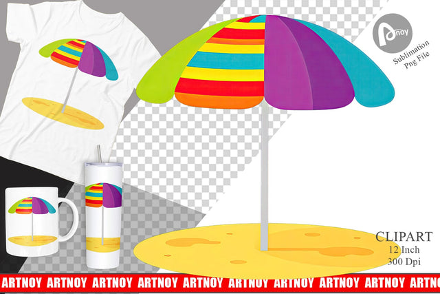 Beach Umbrella Clipart Sublimation artnoy 