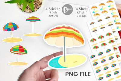 Beach Umbrella Sticker Sublimation artnoy 