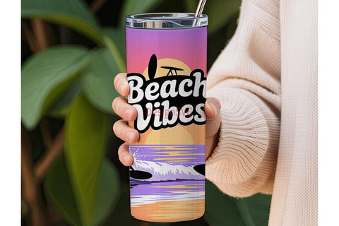 Beach Vibes 20oz Tumbler Wrap Sublimation DesignSVG 